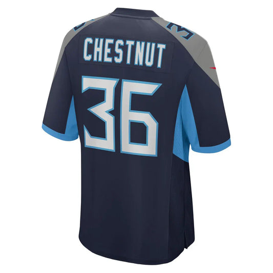 T.Titans #36 Julius Chestnut Navy Game Player Jersey Stitched American Football Jerseys