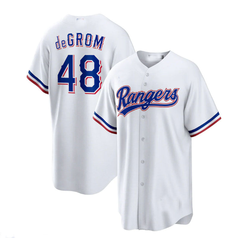 Texas Rangers #48 Jacob deGrom White Home Replica Player Jersey Baseball Jerseys