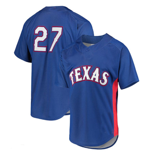 Texas Rangers #27 Vladimir Guerrero Mitchell & Ness Royal Cooperstown Collection Mesh Batting Practice Jersey Baseball Jerseys