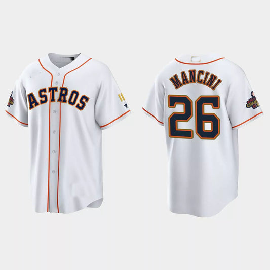 #26 Trey Mancini Houston Astros 2023 Gold Program Jersey ¨C White Stitches Baseball Jerseys