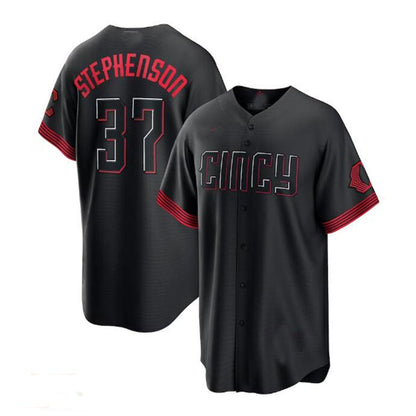 Cincinnati Reds #37 Tyler Stephenson 2023 City Connect Replica Player Jersey - Black Baseball Jerseys