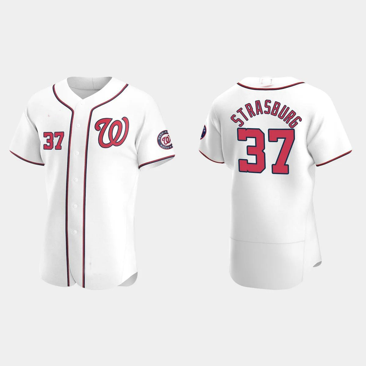 WASHINGTON NATIONALS #37 STEPHEN STRASBURG WHITE AUTHENTIC 2020 HOME JERSEY Baseball Jerseys