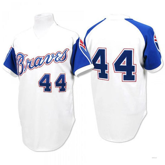 Atlanta Braves #44 Hank Aaron White 1974 Throwback Jersey Stitches Baseball Jerseys