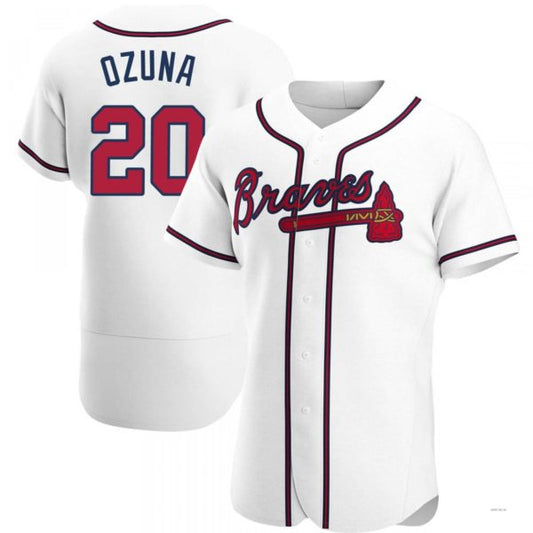 Atlanta Braves #20 Marcell Ozuna White Home Jersey Stitches Baseball Jerseys