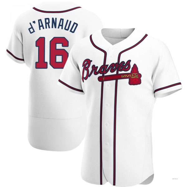 Atlanta Braves #16 Travis d¡¯Arnaud White Home Jersey Stitches Baseball Jerseys