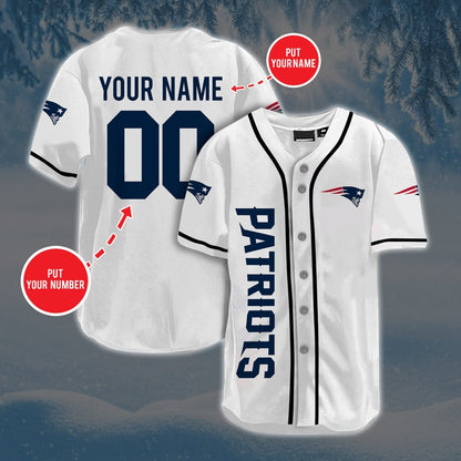 Personalized Custom New England Patriots Baseball Jersey Short Sleeve Sports  Jersey