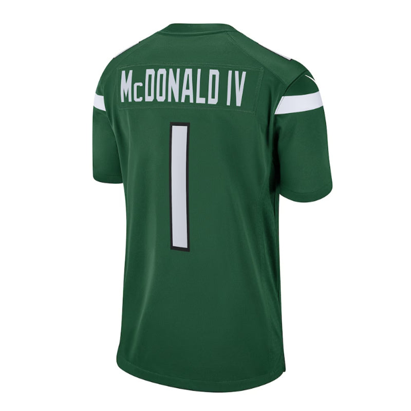 New York Jets #1 Will McDonald IV 2023 Draft First Round Pick Game Jersey - Gotham Green Stitched American Football Jerseys