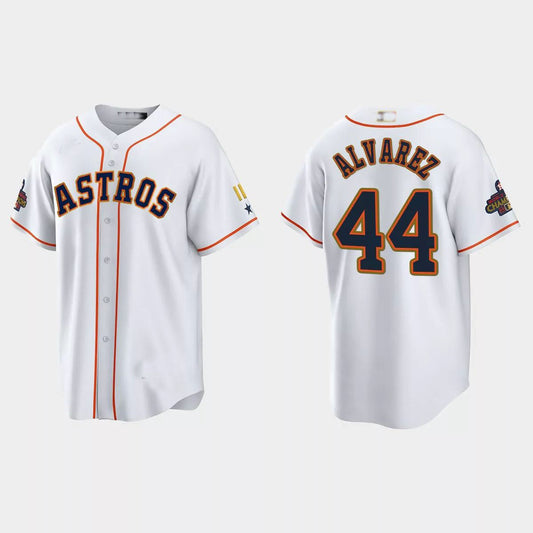 #44 Yordan Alvarez Houston Astros 2023 Gold Program Jersey ¨C White Stitches Baseball Jerseys