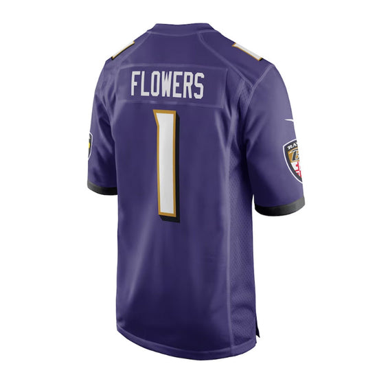 Baltimore Ravens #1 Zay Flowers 2023 Draft First Round Pick Game Jersey - Purple Stitched American Football Jerseys