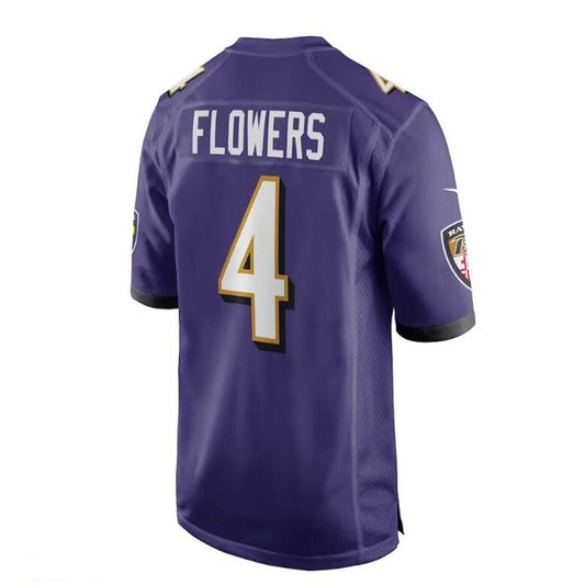 Baltimore Ravens #4 Zay Flowers 2023 Draft First Round Pick Game Jersey - Purple Stitched American Football Jerseys