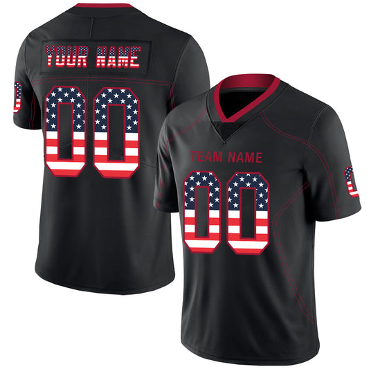 Custom Arizona Cardinal Men's American Black USA Flag Fashion Vapor Limited Stitched Football Jersey