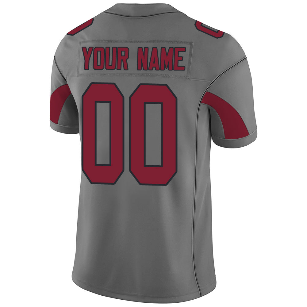 Custom Arizona Cardinal Men's American Grey Fashion Vapor Limited Stitched Football Jersey