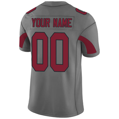 Custom Arizona Cardinal Men's American Grey Fashion Vapor Limited Stitched Football Jersey