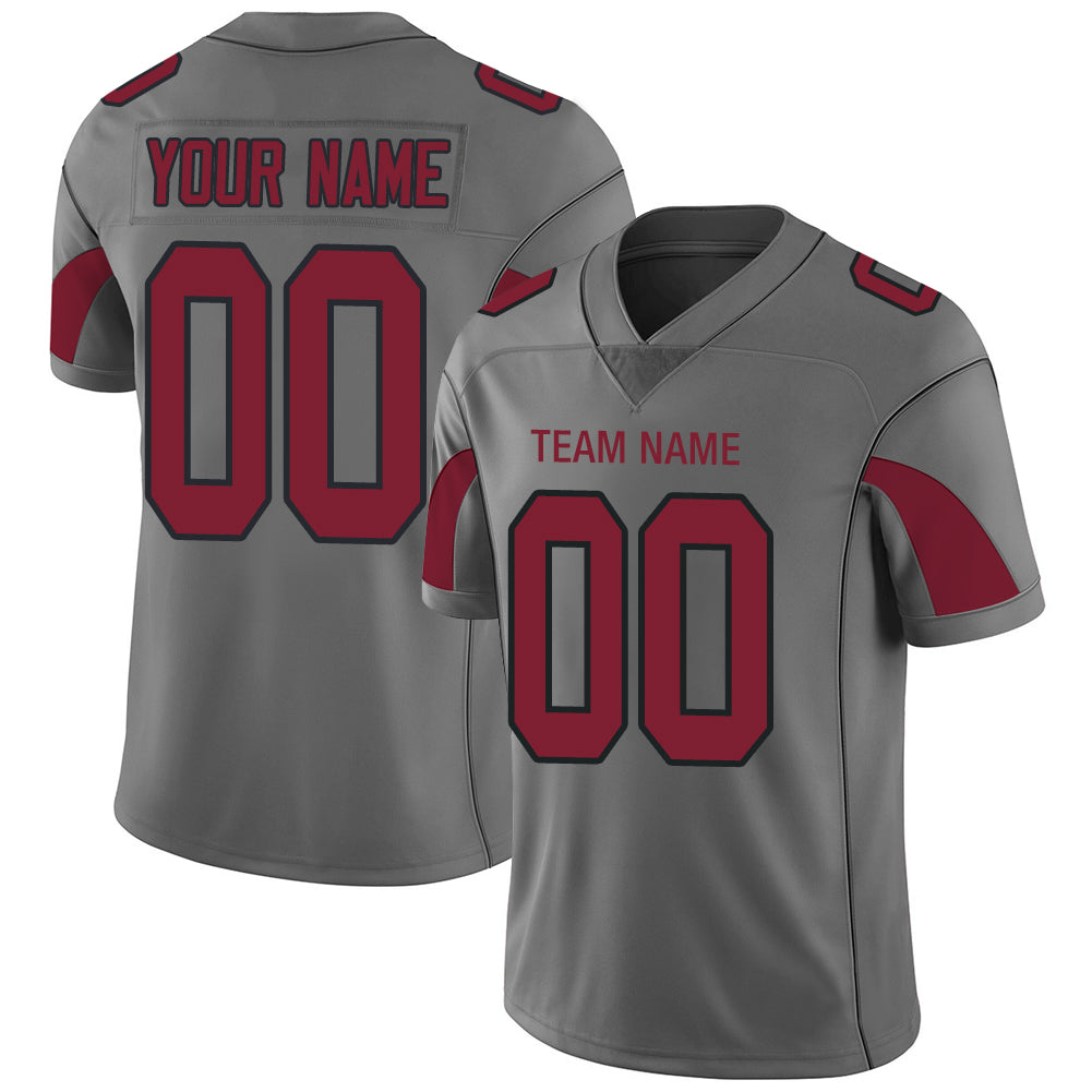 Custom Arizona Cardinal Men's American Grey Fashion Vapor Limited Stitched Football Jersey