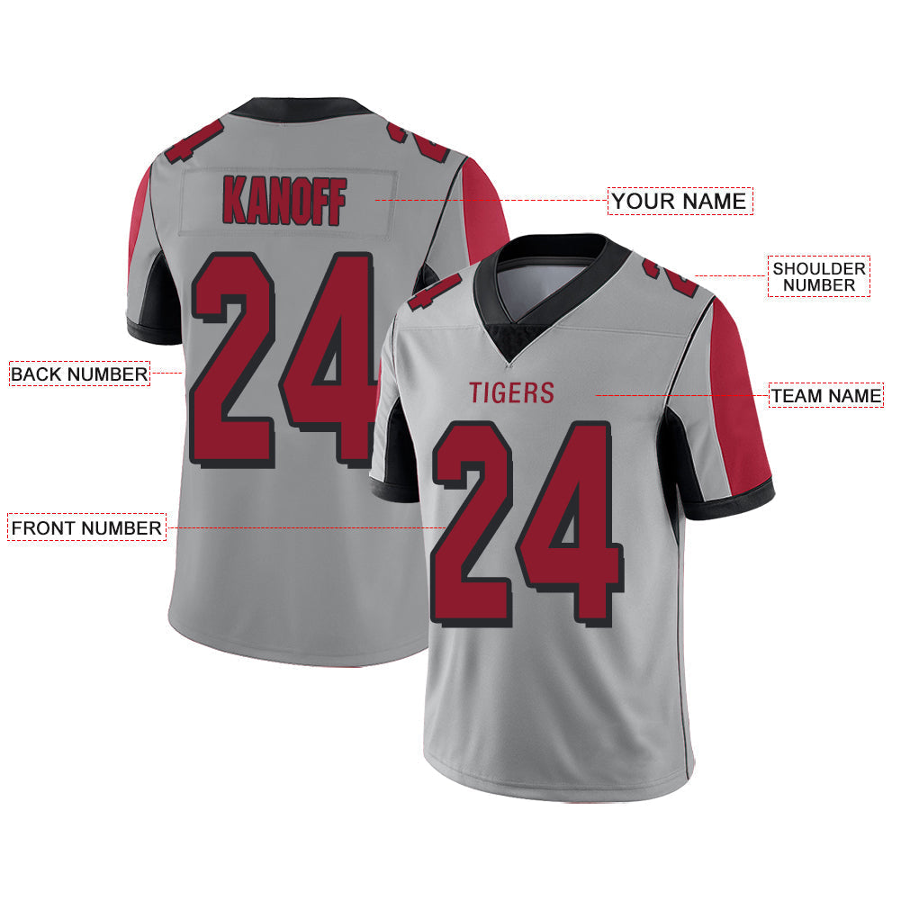 Custom A.Falcon Stitched American Football Jerseys Personalize Birthday Gifts Grey Jersey