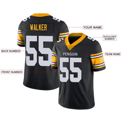 Custom Pittsburgh Steelers Football Jerseys Team Player or Personalized Design Your Own Name for Men's Women's Youth Jerseys Black