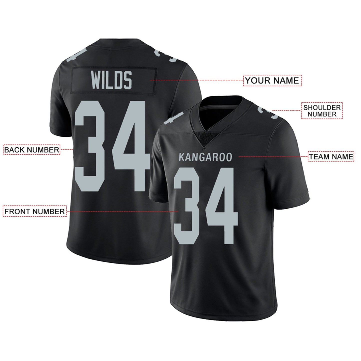 Custom L.Raiders Football Jerseys Team Player or Personalized Design Your Own Name for Men's Women's Youth Jerseys Black