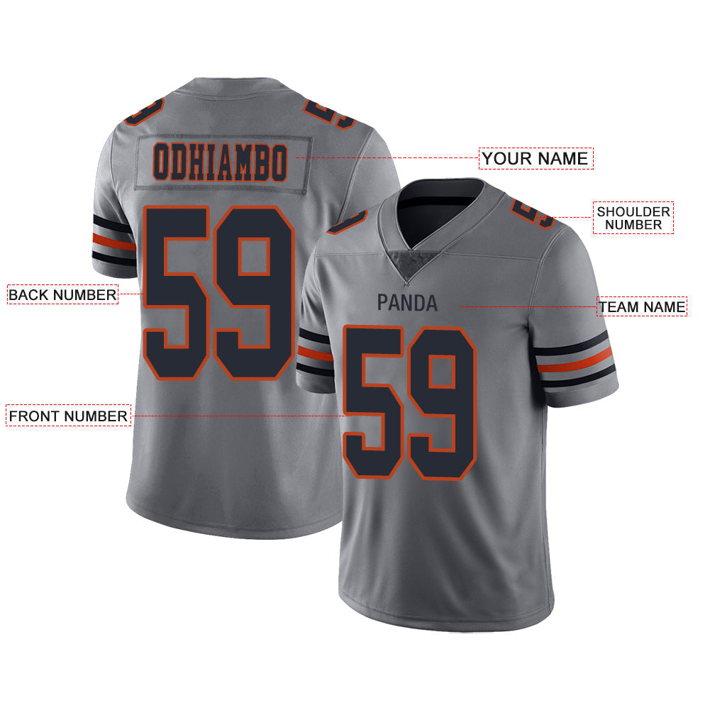 Custom C.Bear Stitched American Football Jerseys Personalize Birthday Gifts Grey Jersey