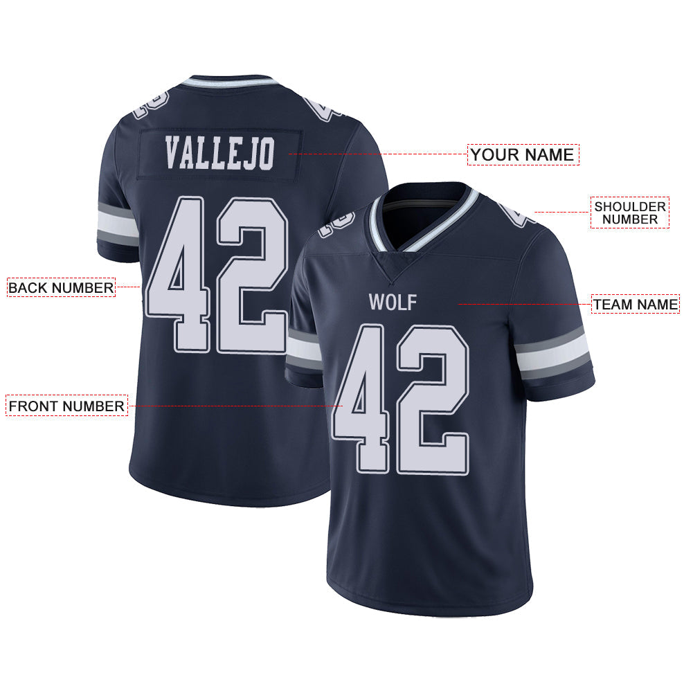 Custom Dallas Cowboys Stitched American Football Jerseys Personalize Birthday Gifts Navy Jersey