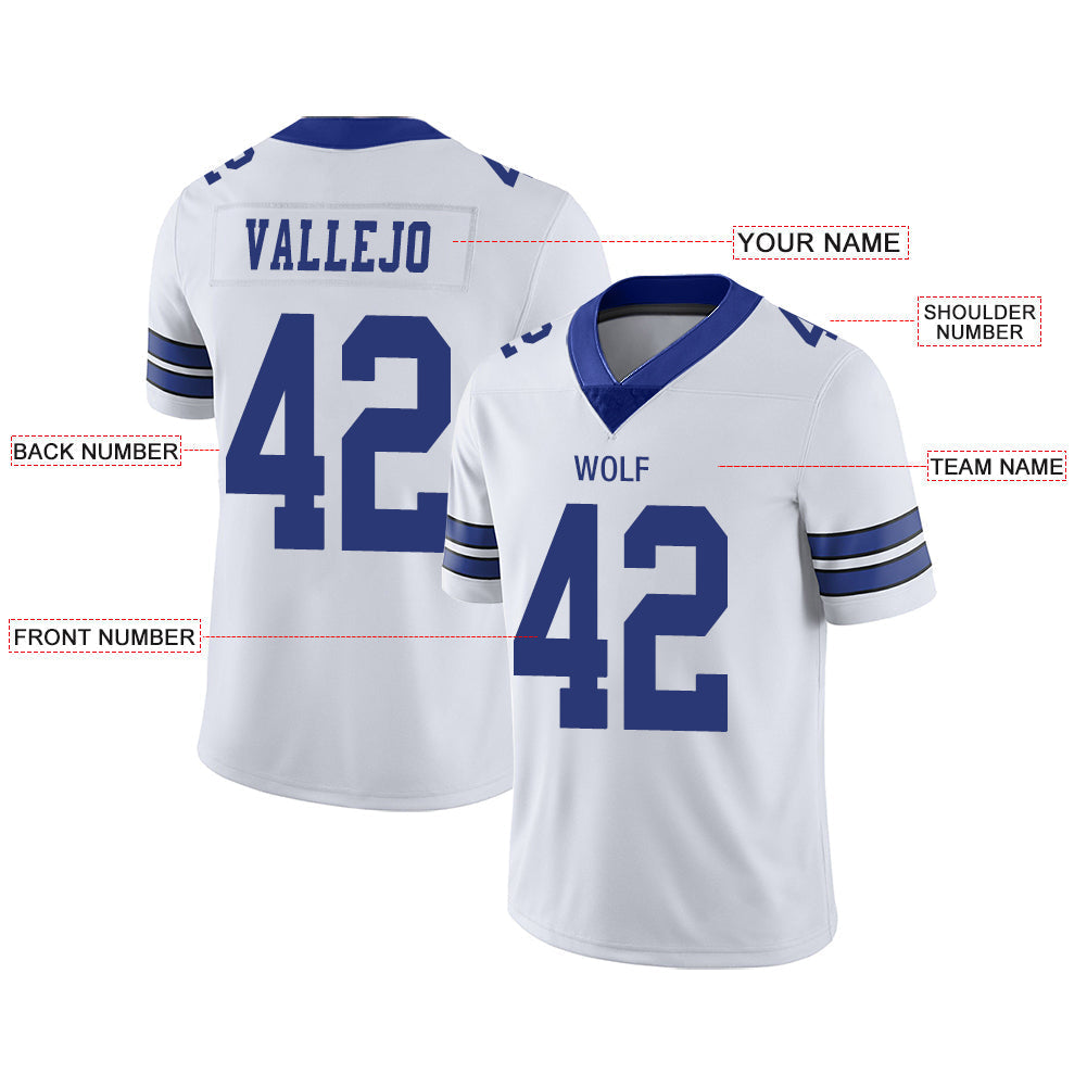 Custom Dallas Cowboys Stitched American Football Jerseys Personalize Birthday Gifts White Jersey