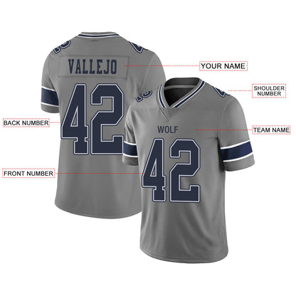 Custom Dallas Cowboys Stitched American Football Jerseys Personalize Birthday Gifts Grey Jersey