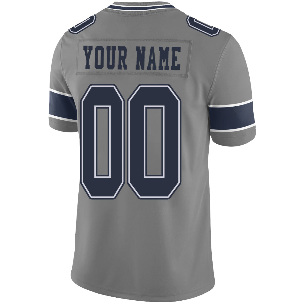 Custom Dallas Cowboys Stitched American Football Jerseys Personalize Birthday Gifts Grey Jersey