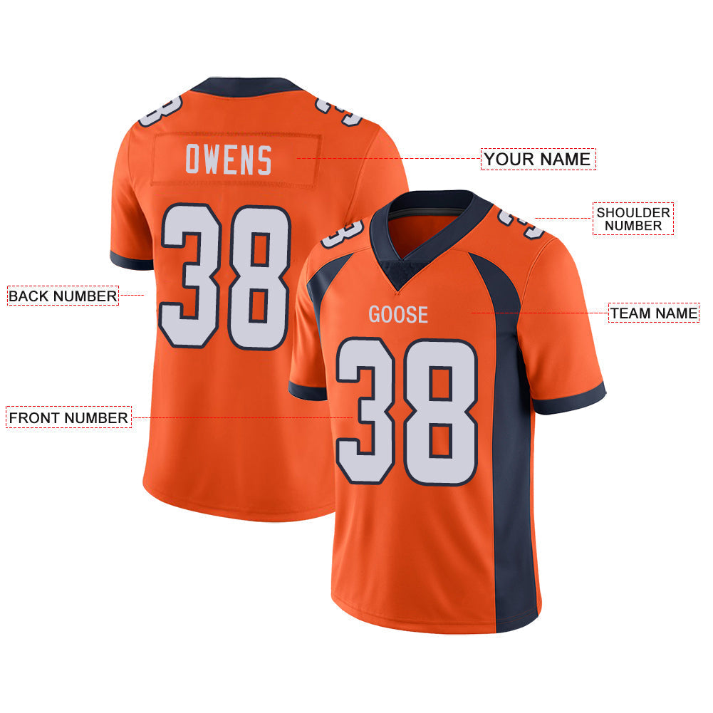 Custom Denver Broncos Stitched American Football Jerseys Personalize Birthday Gifts Orange Jersey