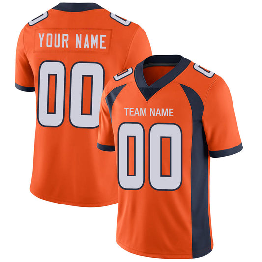 Custom Denver Broncos Stitched American Football Jerseys Personalize Birthday Gifts Orange Jersey