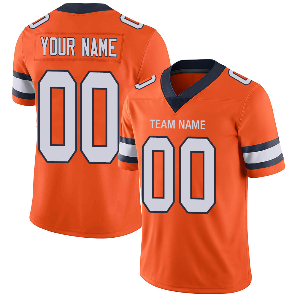 Custom Denver Broncos Stitched American Football Jerseys Personalize Birthday Gifts Orange Jersey