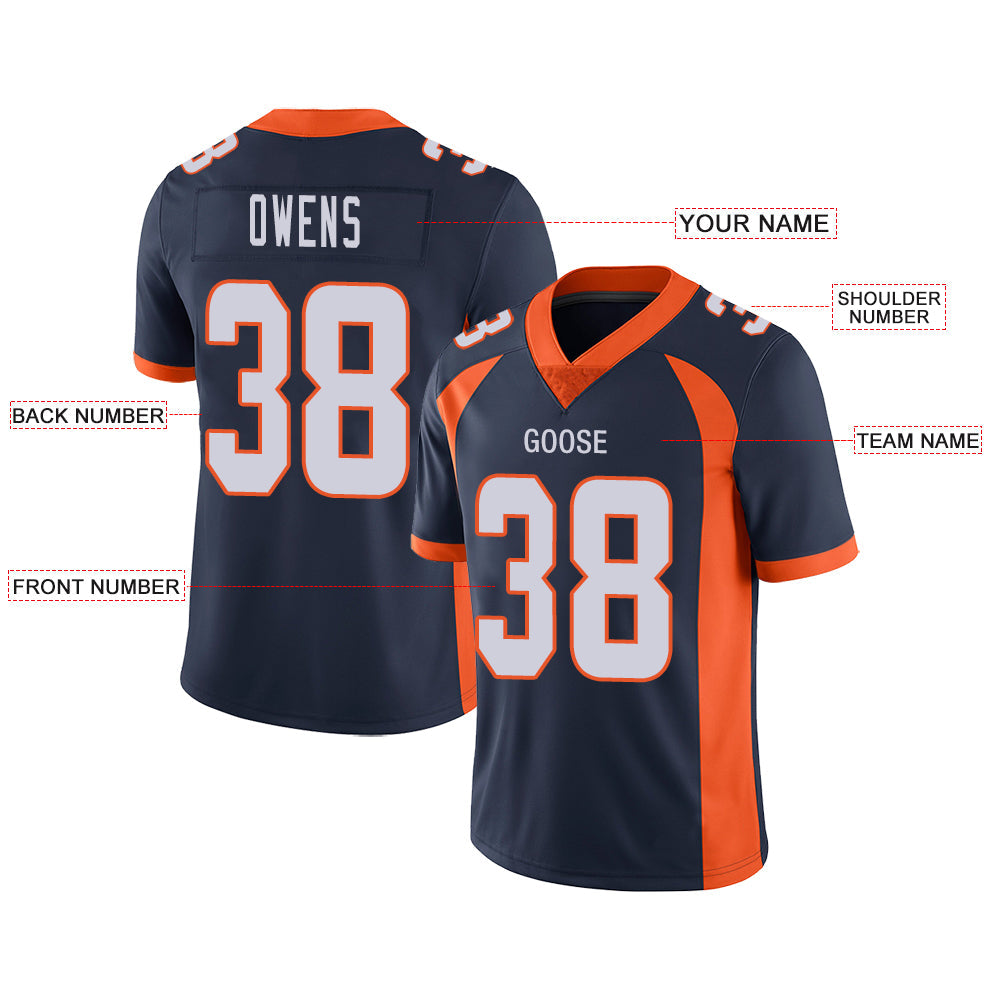 Custom Denver Broncos Stitched American Football Jerseys Personalize Birthday Gifts Navy Jersey