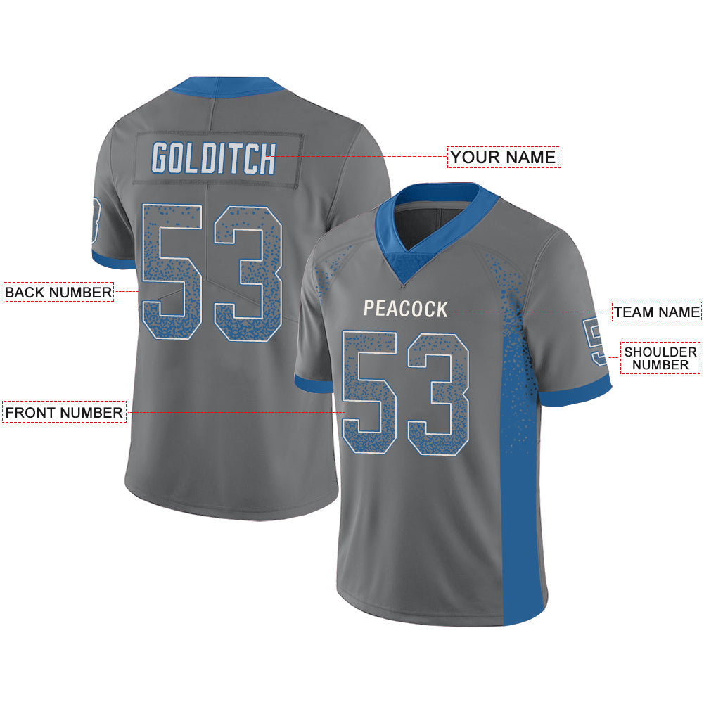 Custom Detroit Lions Stitched American Football Jerseys Personalize Birthday Gifts Grey Jersey