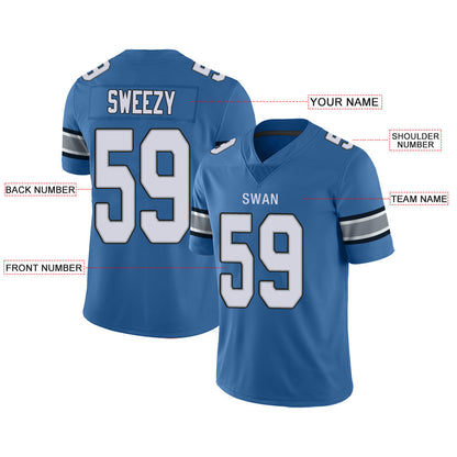 Custom Detroit Lions  Stitched American Jerseys Personalize Birthday Gifts Blue Football Jersey