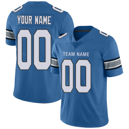 Custom Detroit Lions  Stitched American Jerseys Personalize Birthday Gifts Blue Football Jersey