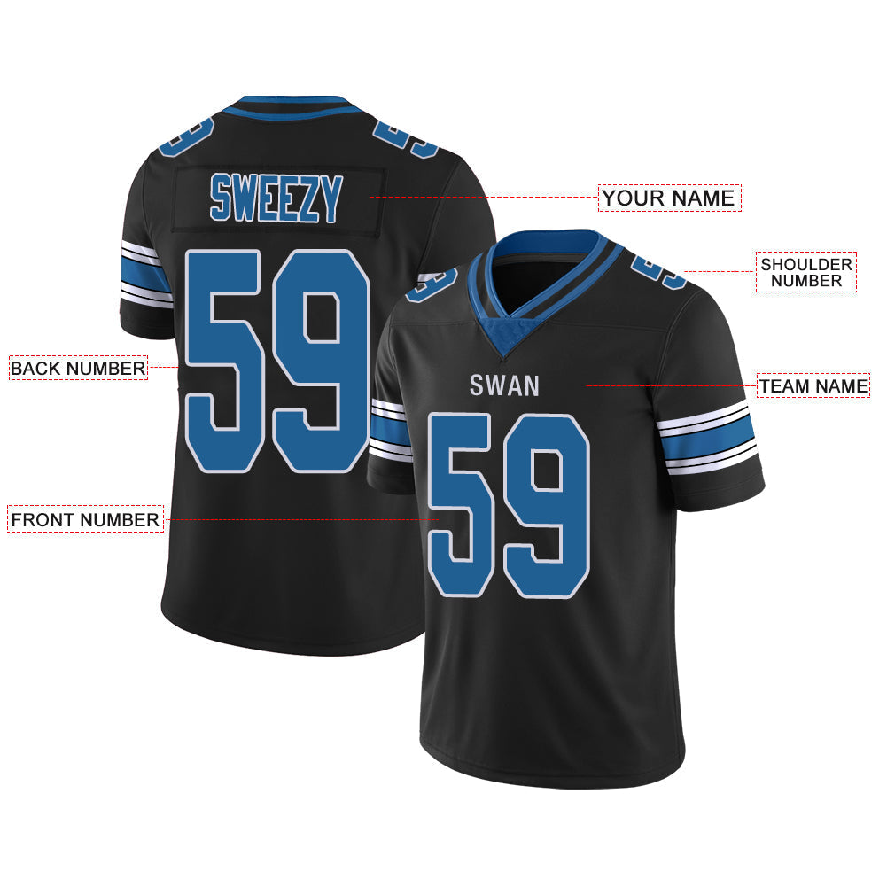 Custom Detroit Lions Stitched American Football Jerseys Personalize Birthday Gifts Black Jersey