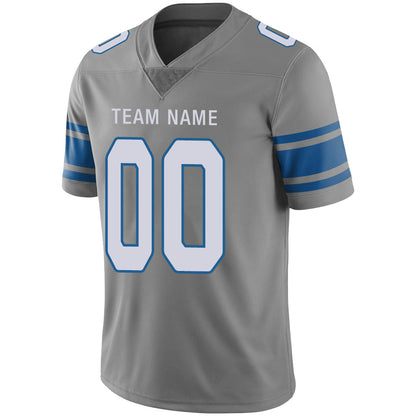 Custom Detroit Lions Stitched American Football Jerseys Personalize Birthday Gifts Grey Jersey