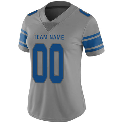 Custom Detroit Lions Stitched American Football Jerseys Personalize Birthday Gifts Grey Jersey