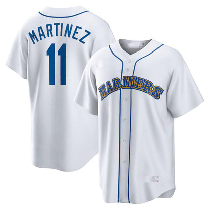 Seattle Mariners #11 Edgar Martinez White Home Cooperstown Collection Replica Player Jersey Baseball Jerseys