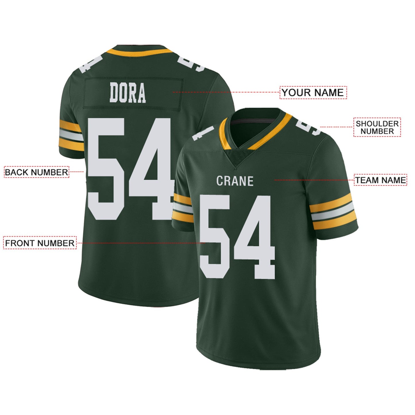 Custom Green Bay PackersPackers Football Jerseys Team Player or Personalized Design Your Own Name for Men's Women's Youth Jerseys Green