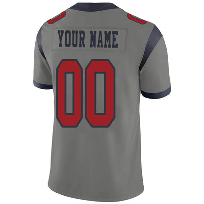 Custom H.Texans Stitched American Football Jerseys Personalize Birthday Gifts Grey Jersey