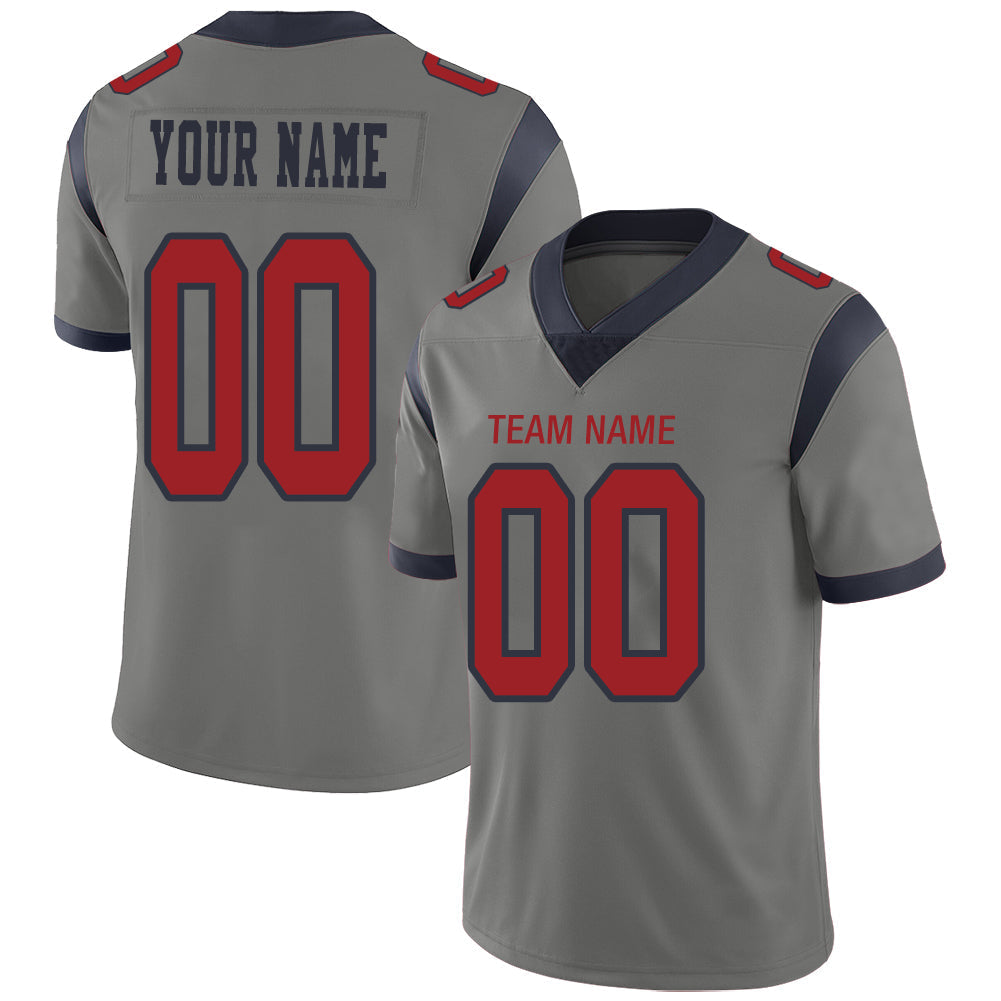 Custom H.Texans Stitched American Football Jerseys Personalize Birthday Gifts Grey Jersey