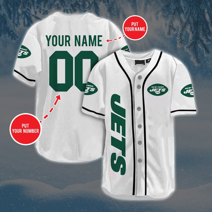 Personalized Custom New York Jets Baseball Jersey Short Sleeve Sports Jersey