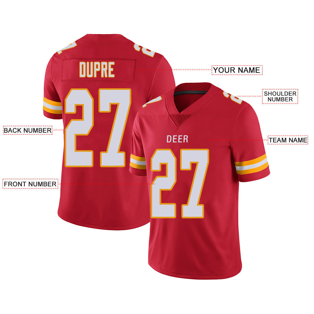 Custom  Kansas CityChiefs Stitched American Football Jerseys Personalize Birthday Gifts Red Jersey