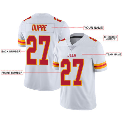 Custom  Kansas CityChiefs Stitched American Football Jerseys Personalize Birthday Gifts White Jersey