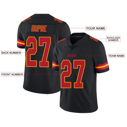 Custom  Kansas CityChiefs Stitched American Football Jerseys Personalize Birthday Gifts Black Jersey