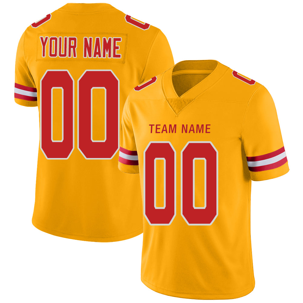 Custom  Kansas CityChiefs Stitched American Football Jerseys Personalize Birthday Gifts Gold Jersey