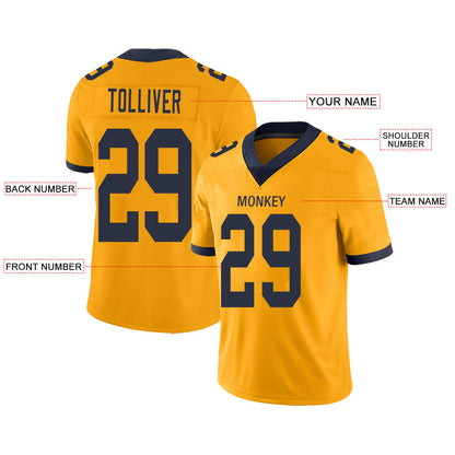 Custom LA.Chargers Stitched American Football Jerseys Personalize Birthday Gifts Gold Jersey