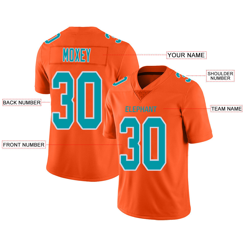 Custom M.Dolphins Stitched American Football Jerseys Personalize Birthday Gifts Orange Jersey