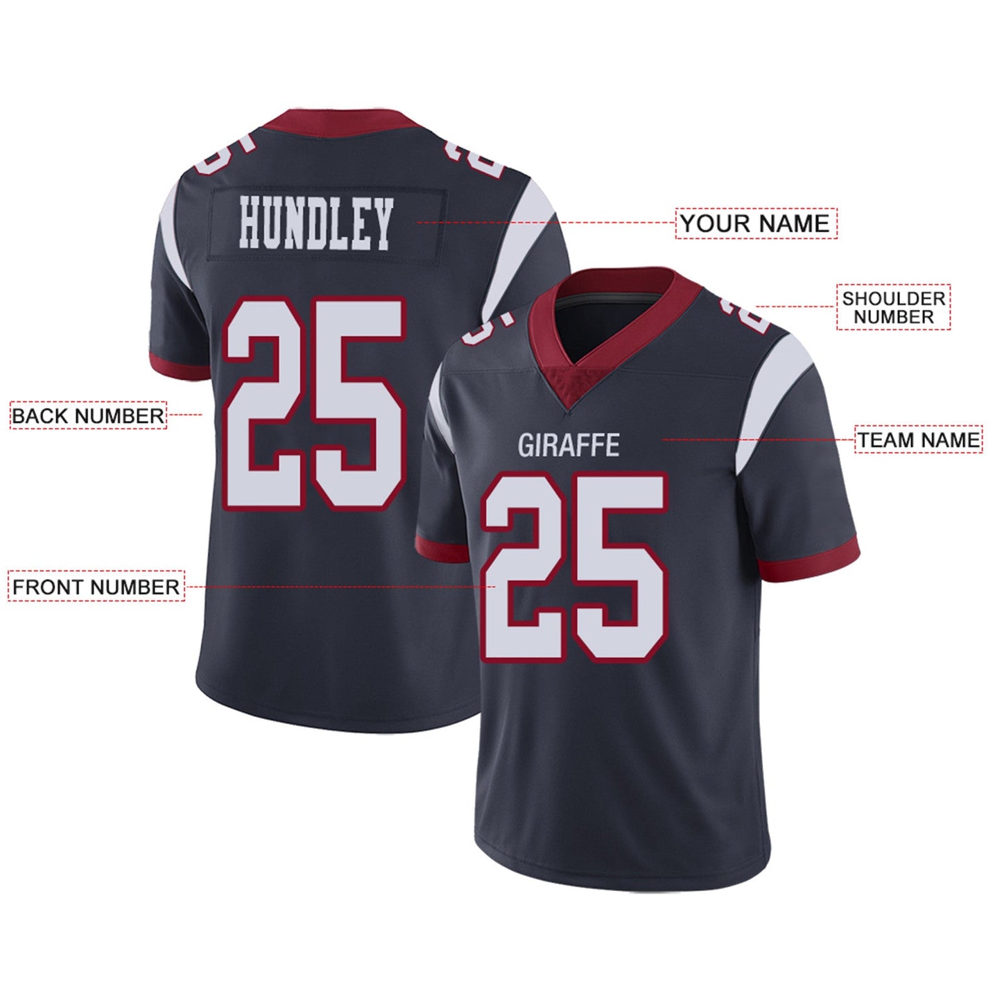 Custom H.Texans Football Jerseys Team Player or Personalized Design Your Own Name for Men's Women's Youth Jerseys Navy