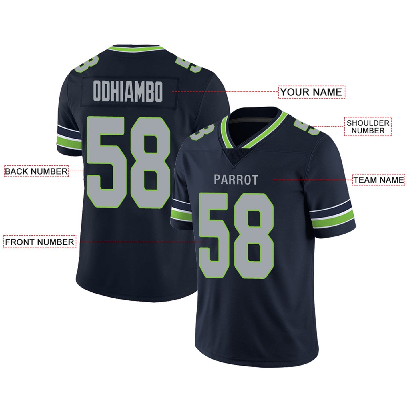 Custom S.Seahawks Football Jerseys Team Player or Personalized Design Your Own Name for Men's Women's Youth Jerseys Navy