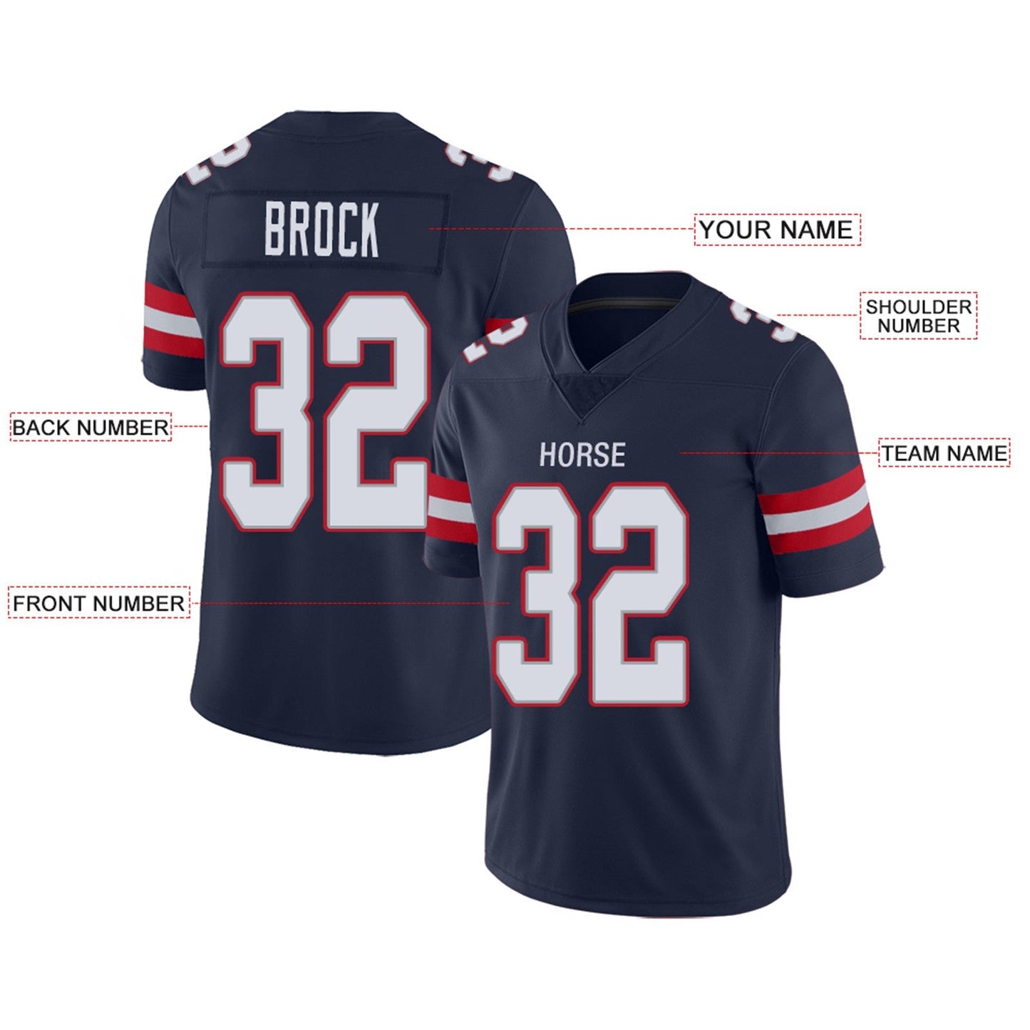 Custom New England Patriots Football Jerseys Team Player or Personalized Design Your Own Name for Men's Women's Youth Jerseys Navy